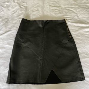Club Monaco black leather slit skirt